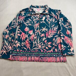Lilly Pulitzer Skipper Popover 1/2 Zip Women's Medium Resort Navy Canopy